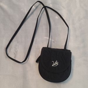 Vera Bradley Black Quilted Bi-Fold Wallet Crossbody Bag - Like New